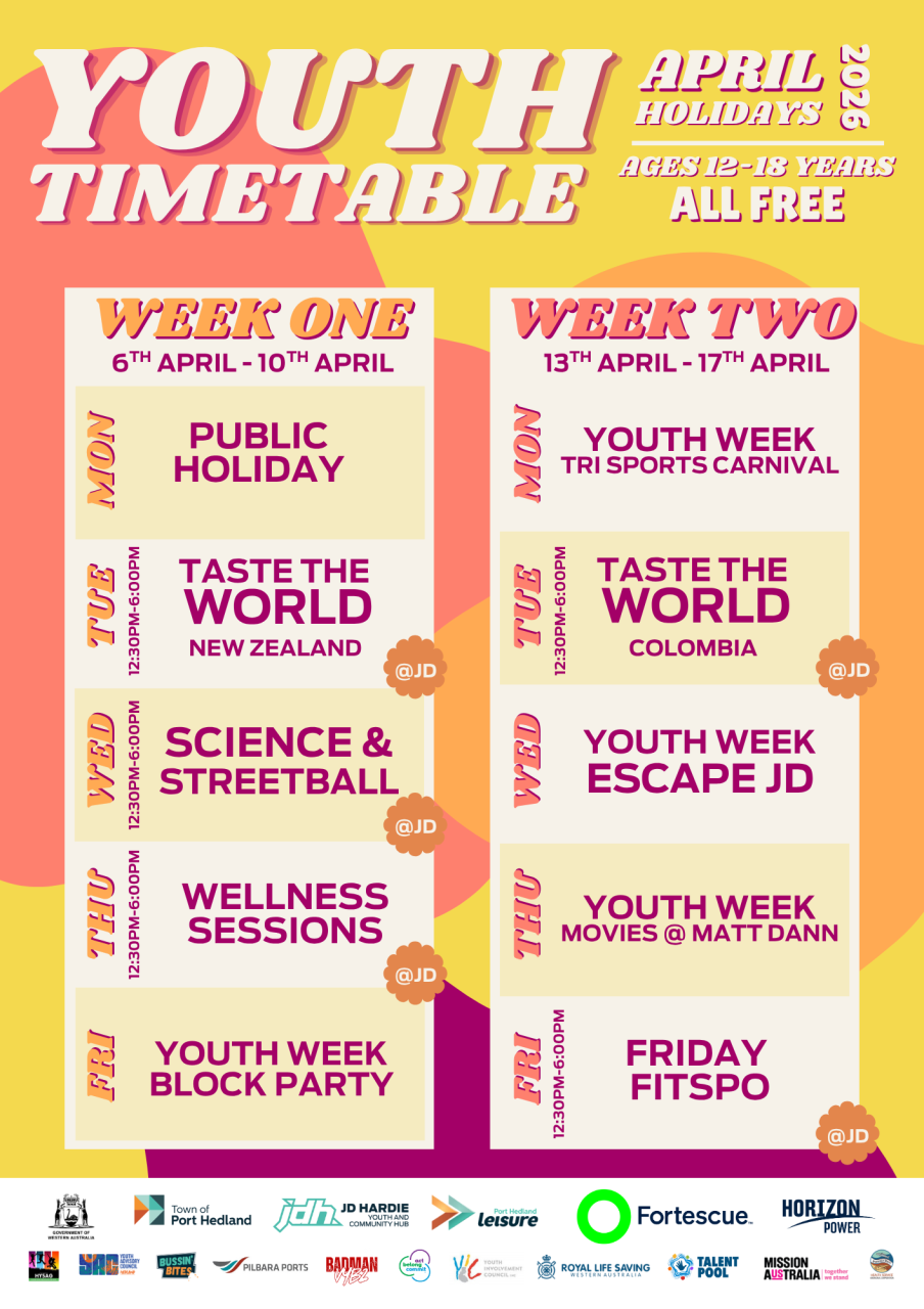 Youth Timetable - April School Holidays