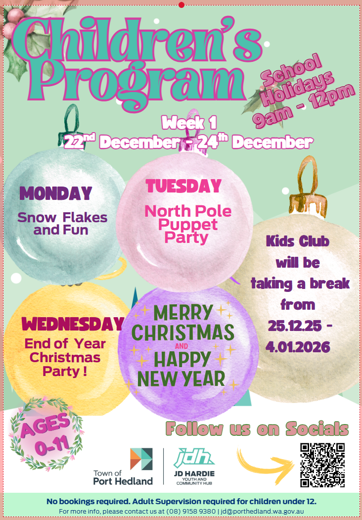 Children's program - School holidays: Week 1
