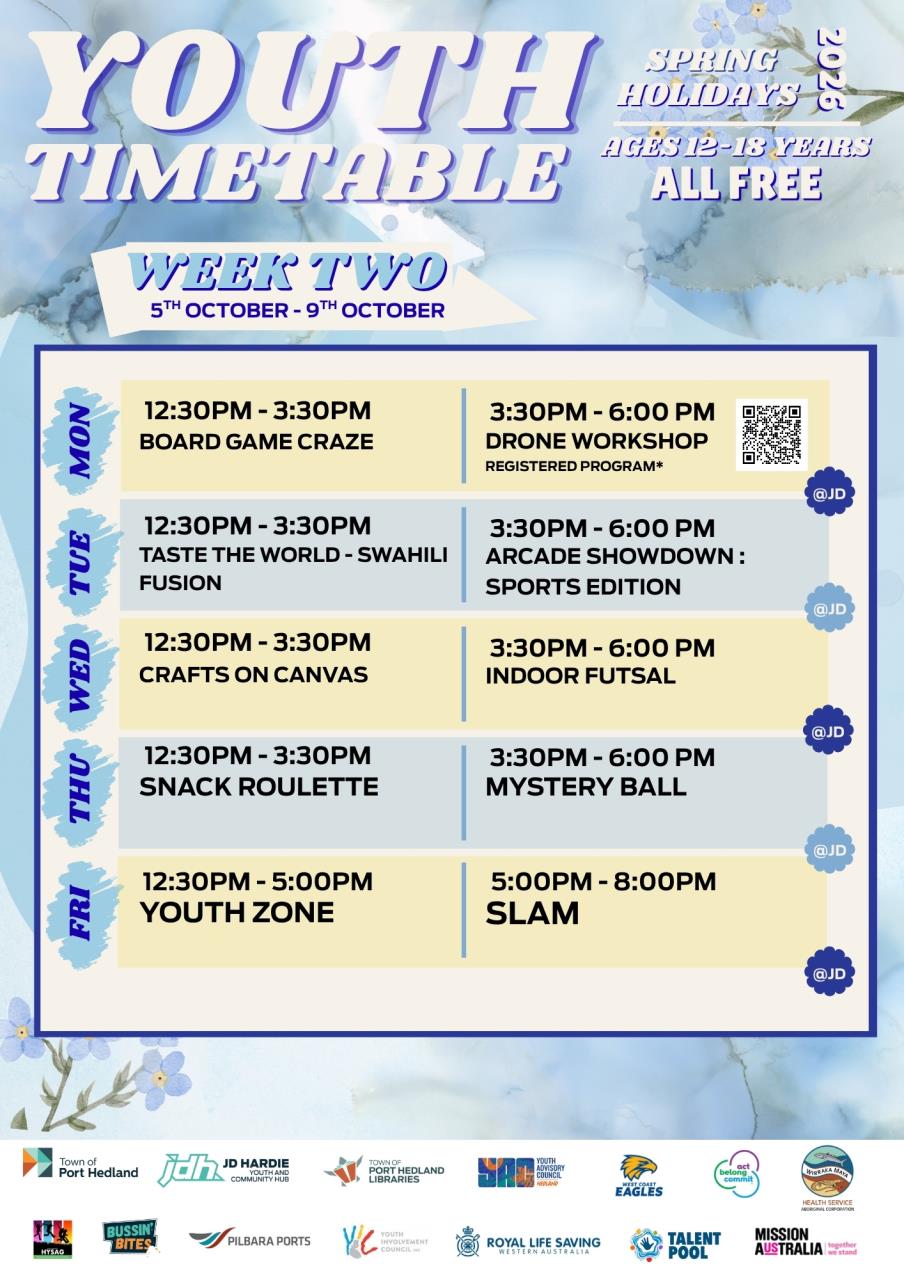 School Holidays - Youth Timetable