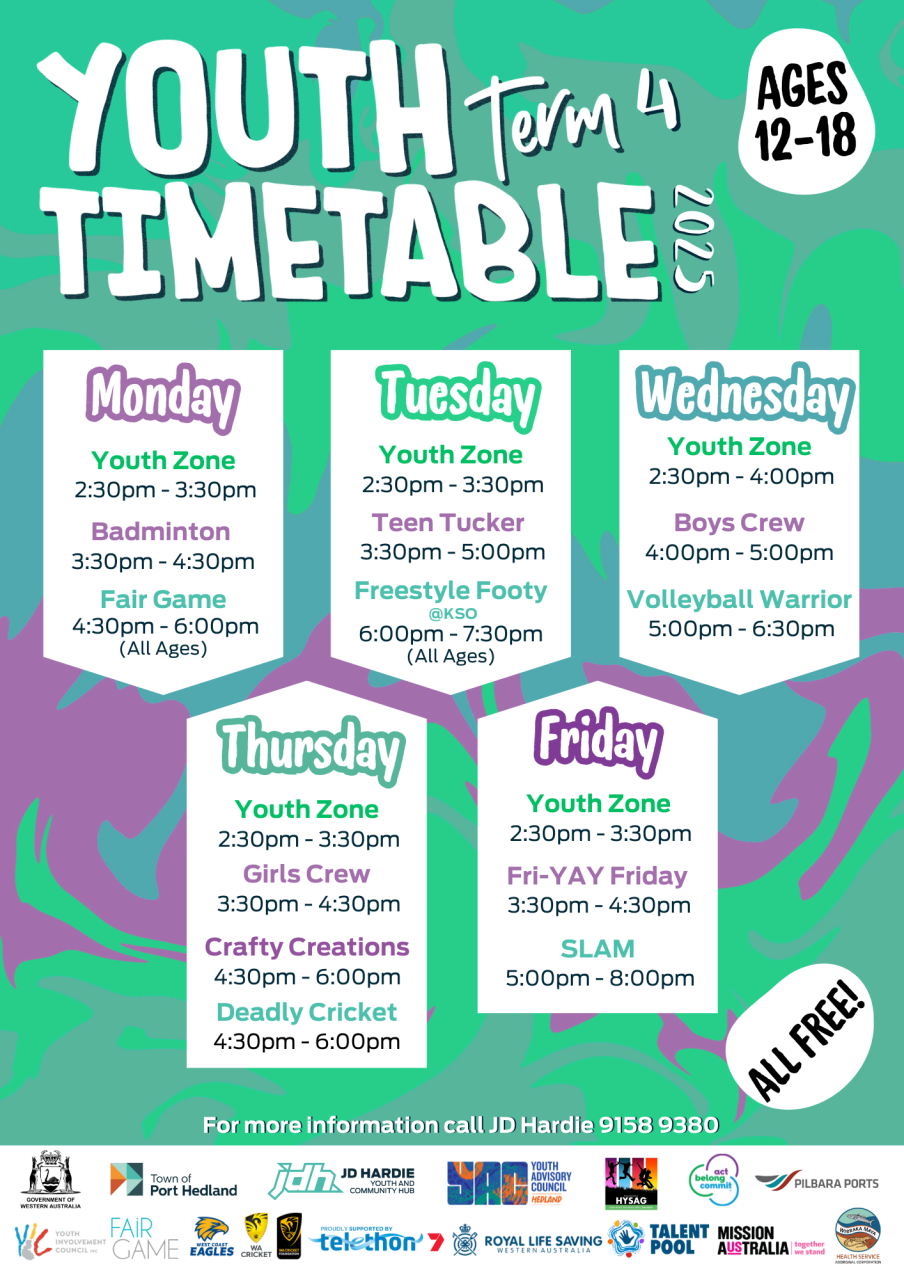 Term 4 - Youth Timetable