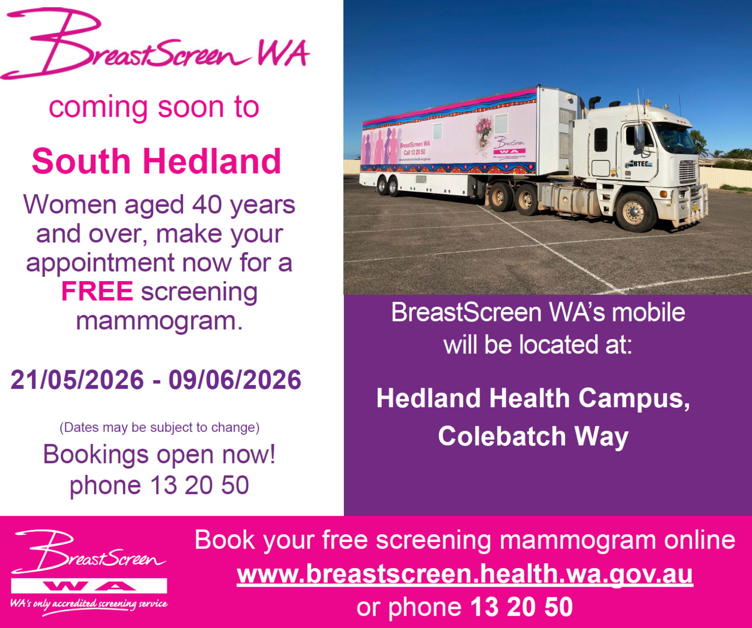 BreastScreenWA - South Hedland visit